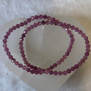 Natural Faceted Pink Tourmaline 4mm Gemstone Bracelet